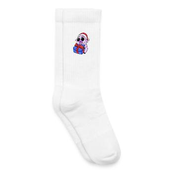 Cochon Noël - Chaussettes de tennis bio enfant - blanc - Droite