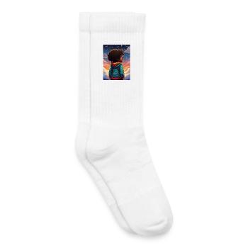 Nachthimmel Abenteuer Kinderdesign - Kinder Tennissocken - Weiß - Rechts