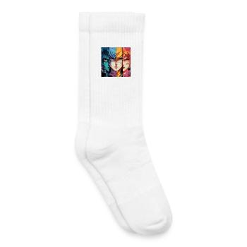 Visage de manga - Chaussettes de tennis bio enfant - blanc - Droite