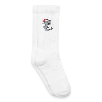 Cat Cute British Shorthair Tired Christmas - Kids Tennis Socks - white - Right