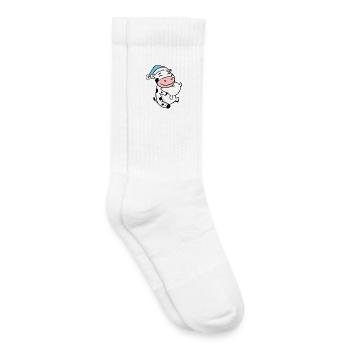Cow with pillow and sleepy cap - Kids Tennis Socks - white - Right