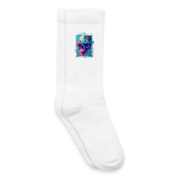 Dame tête de mort avec des lunettes de soleil - Chaussettes de tennis bio enfant - blanc - Droite