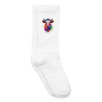 Vache colorée mignonne - Chaussettes de tennis bio enfant - blanc - Droite