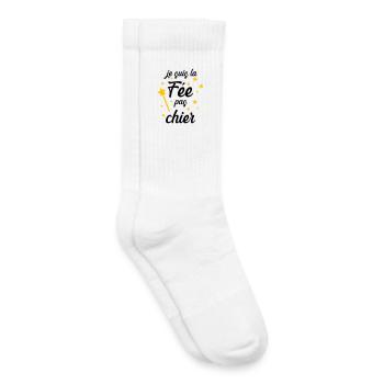 Je suis la Fée pas chier ! - Chaussettes de tennis bio enfant - blanc - Droite