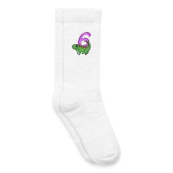 6. Geburtstag Motiv Iguana - sechs Jahre alt - Kinder Tennissocken - Weiß - Rechts