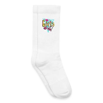 Girls Retro Roller Pop Art - Kids Tennis Socks - white - Right