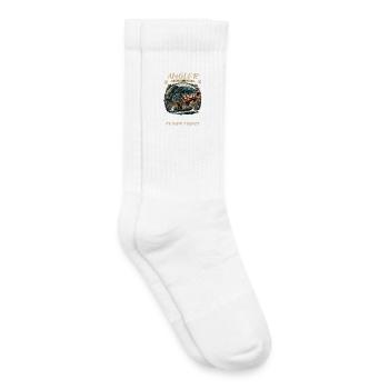 Leg dich niemals mit einem Angler an! - Kinder Tennissocken - Weiß - Rechts