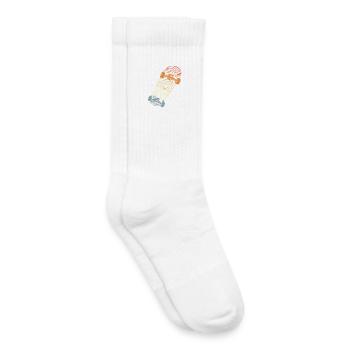 Dessin au trait de skateboard vintage - Chaussettes de tennis bio enfant - blanc - Droite