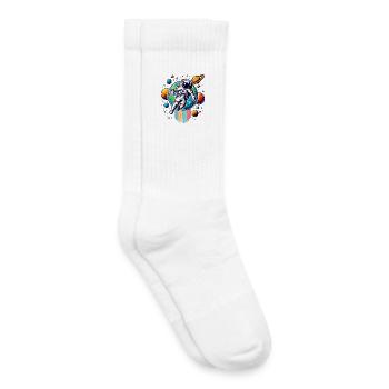 Retro Astronauten Weltraum Planeten Design - Kinder Tennissocken - Weiß - Rechts