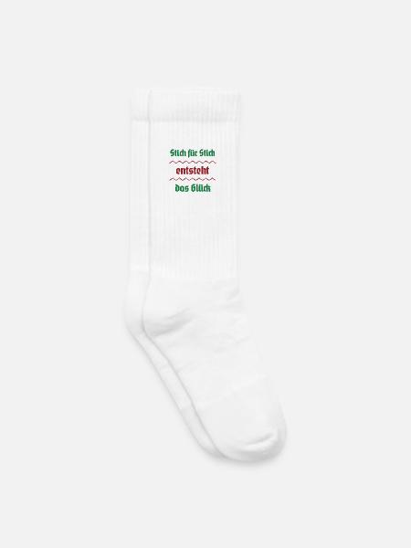 Stitch by stitch, happiness arises - Kids Tennis Socks - white