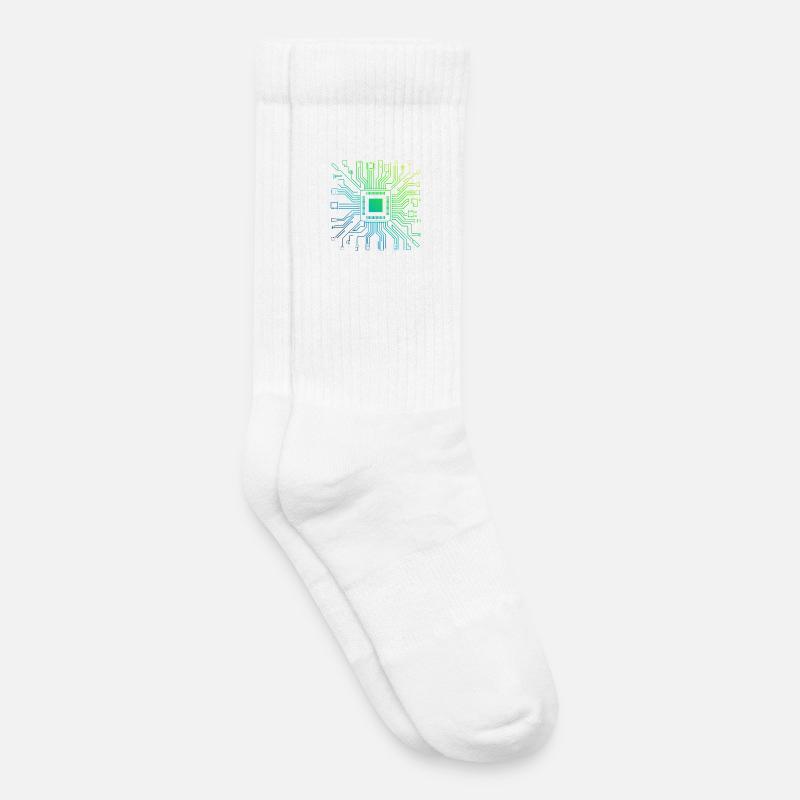 Colorful Computer Circuit Board Tech Electronic - Kids Tennis Socks - white