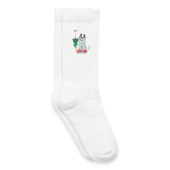 Katze und Weihnachtsbaum Anti Weihnachten - Kinder Tennissocken - Weiß - Rechts