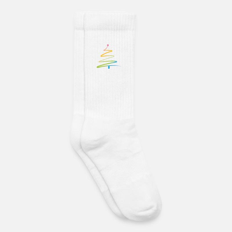 Regenbogen Weihnachtsbaum Aquarell - Kinder Tennissocken - Weiß