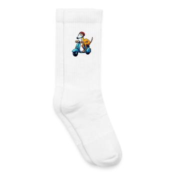 Playful dog on scooter design - Kids Tennis Socks - white - Right