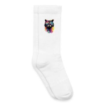 Raccoon Popart Colorful Rainbow Raccoon Raccoon Raccoon - Kids Tennis Socks - white - Right