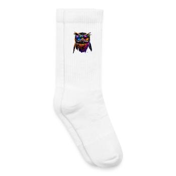Eule Bunt Regenbogen Farben Kauz Uhu Owl Eulen - Kinder Tennissocken - Weiß - Rechts