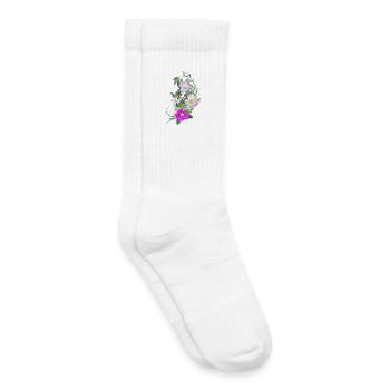 Rosehip Blossoms and Vine, Mixed Media Art - Kids Tennis Socks - white - Right