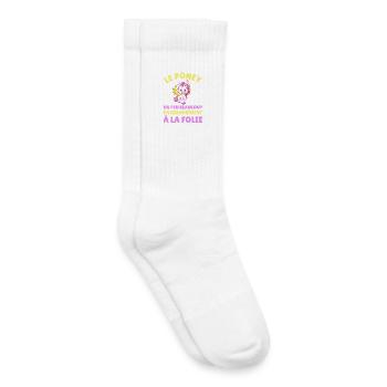 Le poney un peu beaucoup passionnément à la folie - Chaussettes de tennis bio enfant - blanc - Droite