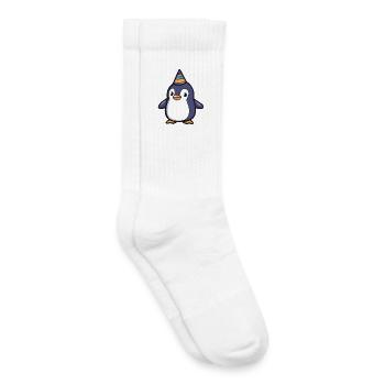 Glücklicher Pinguin mit Partyhut - Cartoon Design - Kinder Tennissocken - Weiß - Rechts