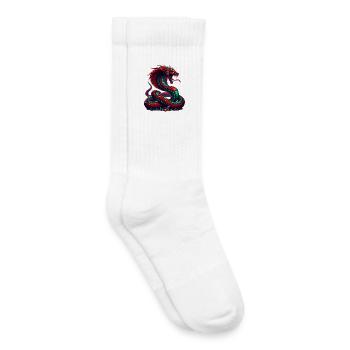 Serpent mythique avec coucher de soleil Année du Serpent 2025 - Chaussettes de tennis bio enfant - blanc - Droite