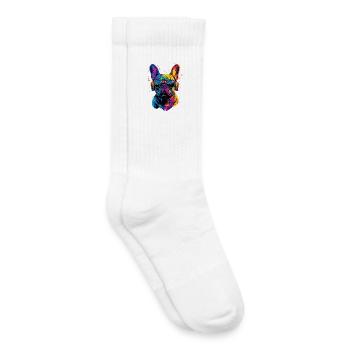 Französische Bulldogge Hund Motiv Dogge Frenchie - Kinder Tennissocken - Weiß - Rechts