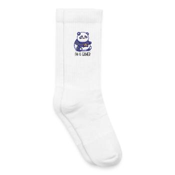 I'm A Gamer – Fat Panda with Pizza - Kids Tennis Socks - white - Right