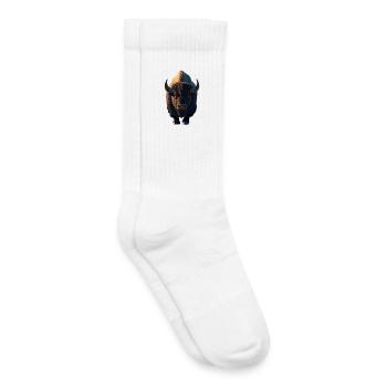 Bison Wisent Wild Cattle Buffalo American Bison - Kids Tennis Socks - white - Right