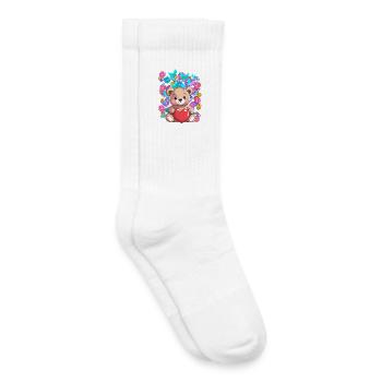 Valentine's Day Teddy Heru Teddy Bear Bear Child - Kids Tennis Socks - white - Right