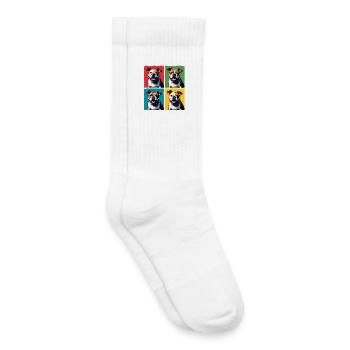 Pop Art Bulldogge, Blasen, Pfannkuchen, Chonk, Knabbereien - Kinder Tennissocken - Weiß - Rechts