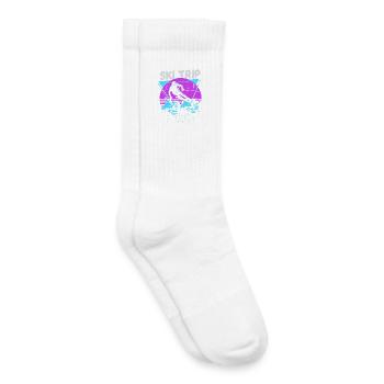 Rétro Ski Trip Néon Graphique - Chaussettes de tennis bio enfant - blanc - Droite