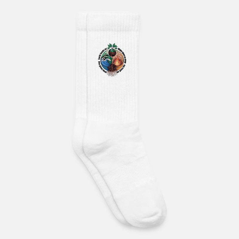 Vier-Elemente-Baum - Erde, Wasser, Feuer, Luft - Kinder Tennissocken - Weiß