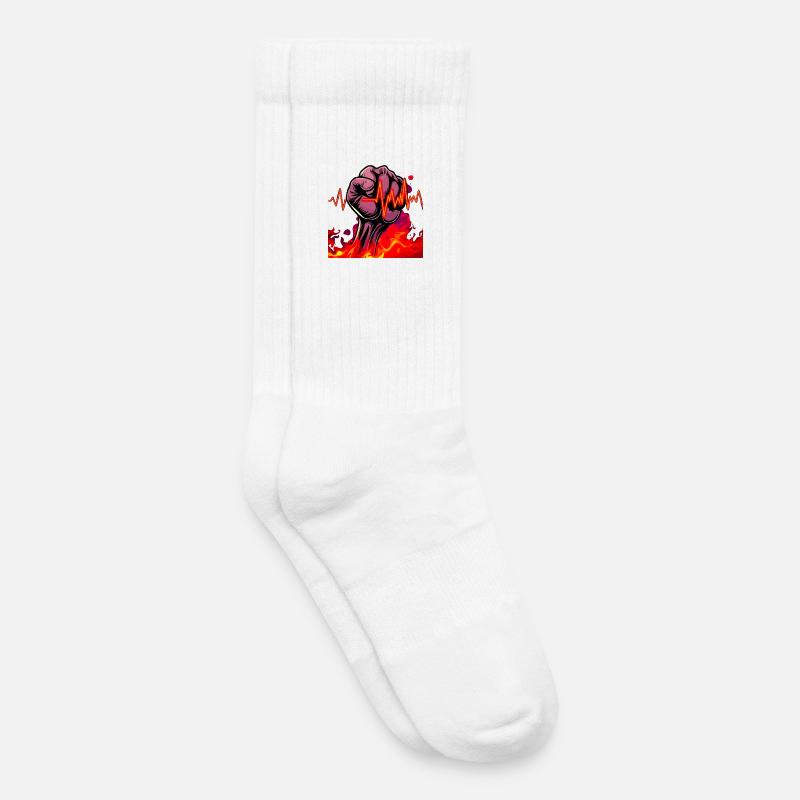 Starke Faust mit feurigen Herzschlag - Kinder Tennissocken - Weiß