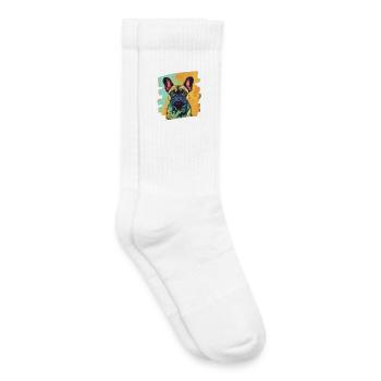 Bouledogue français Frenchie - Chaussettes de tennis bio enfant - blanc - Droite