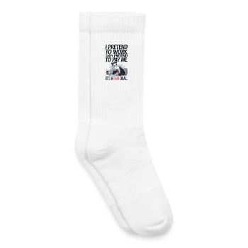 Funny Office Humor – I Pretend to Work, Sarcastic - Kids Tennis Socks - white - Right