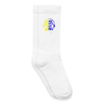 Drop Beats Not Bombs yellow blue - Kids Tennis Socks - white - Right