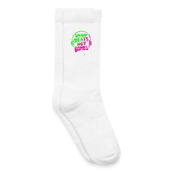Drop Beats Not Bombs green pink - Kids Tennis Socks - white - Right