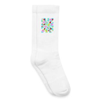 Retro Summer Strawberries Heart Butterflies Nature - Kids Tennis Socks - white - Right