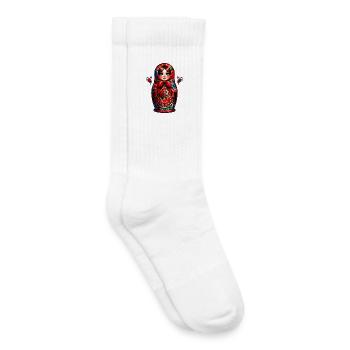 Fille russe ! Matriochka Russe pour Russes - Chaussettes de tennis bio enfant - blanc - Droite