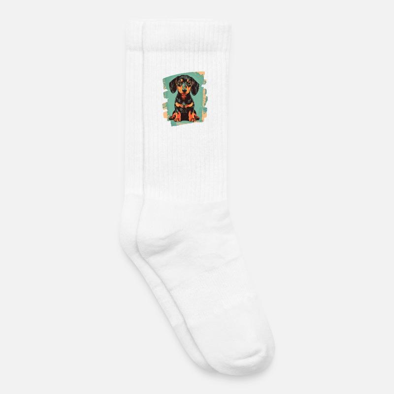 Teckel Dackel - Chaussettes de tennis bio enfant - blanc