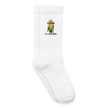Humour adulte embarrassant Je mange du maïs à la longue - Chaussettes de tennis bio enfant - blanc - Droite