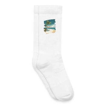Beach Palm Trees Sun Summer - Kids Tennis Socks - white - Right