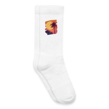 Beach Palm Trees Sunset Summer - Kids Tennis Socks - white - Right