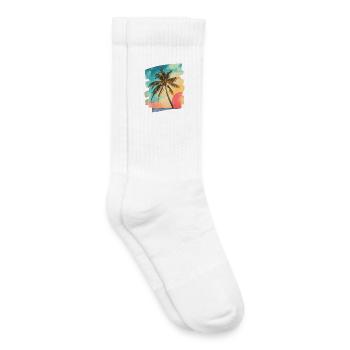 Beach Palm Trees Sunset Summer - Kids Tennis Socks - white - Right