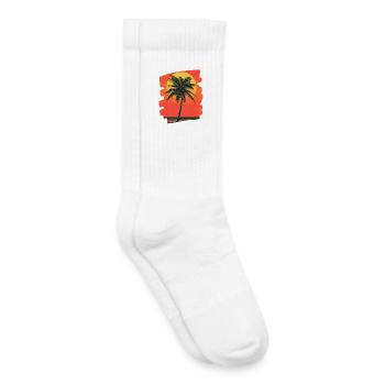 Palm Tree Sunset Summer Sun - Kids Tennis Socks - white - Right