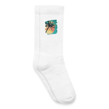 Palm Tree Sunset Summer Sun - Kids Tennis Socks - white - Right