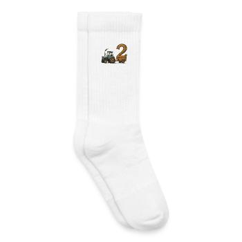 Geburtstag Traktor Mit Anhänger 2 Jahre Geburtstag - Kinder Tennissocken - Weiß - Rechts