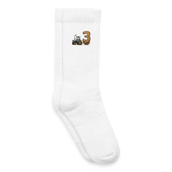 Geburtstag Traktor Mit Anhänger 3 Jahre Geburtstag - Kinder Tennissocken - Weiß - Rechts