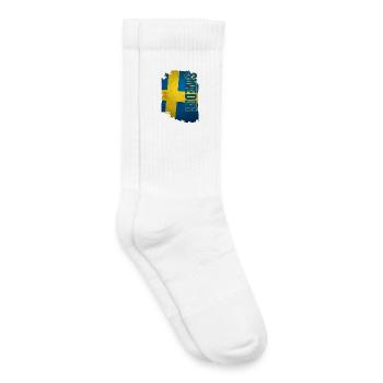 Drapeau vertical de la Suède, j’adore la Suède - Chaussettes de tennis bio enfant - blanc - Droite