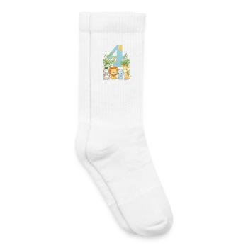 Jungle Animals Children's Birthday 4 Year Gift - Kids Tennis Socks - white - Right