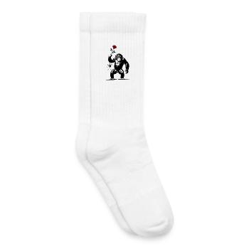 Affen mit roter Rose – Banksy-Inspiration - Kinder Tennissocken - Weiß - Rechts